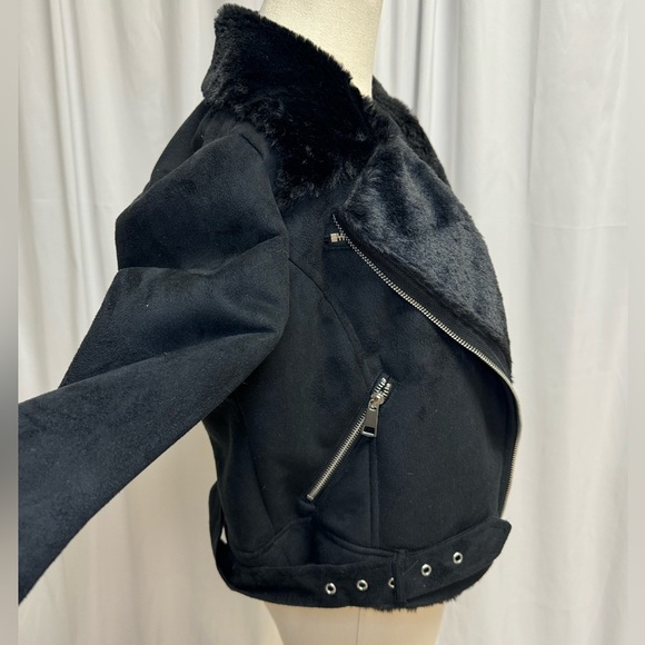 Romeo & Juliet Couture Faux Fur Moto Jacket - Picture 3 of 5